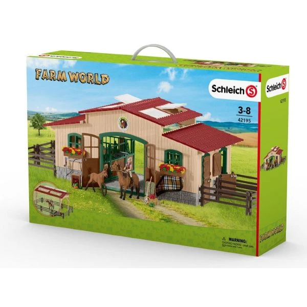 SCHLEICH 42195 - Farm World - Pferdestall Mit Pferden Und Zubehör