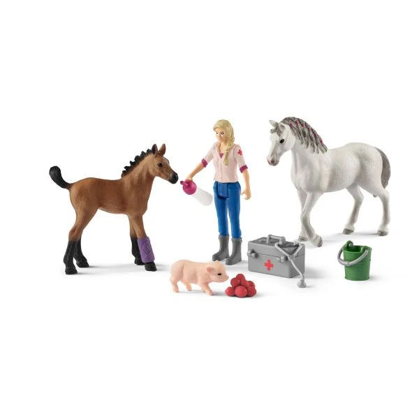 SCHLEICH 42486 - Farm World - Arztbesuch Bei Stute Und Fohlen