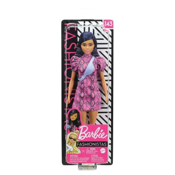 MATTEL GHW57 - Barbie - Fashionistas Puppe (blauhaarig) Mit Schlangenmusterkleid – Bild 2