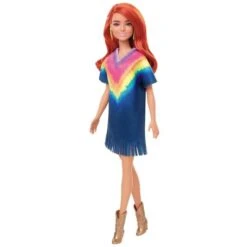 MATTEL GHW55 - Barbie - Fashionistas Puppe (rothaarig) Mit Jeanskleid