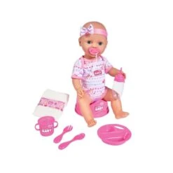 SIMBA 105039005 - New Born Baby - Babypuppe, Rosa Zubehör